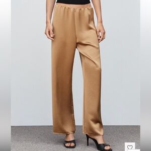 Mango silky gold pants, NWT